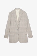 Viva Car Tailored Jacket - Women's checked cognac tailored jacket