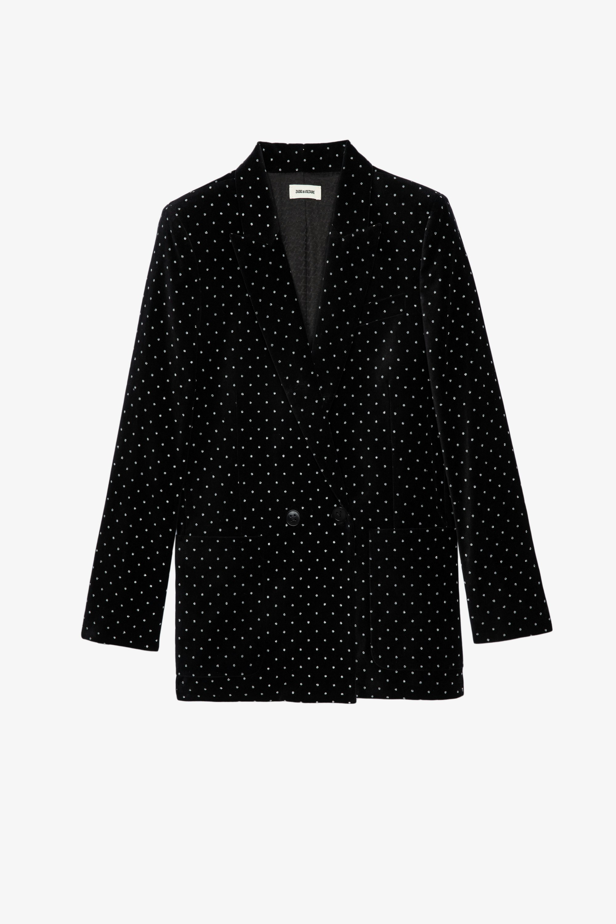 Visko Velvet Jacket Women’s black velvet jacket with crystal embellishment 