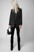 Visko Velvet Jacket - Women’s black velvet jacket with crystal embellishment