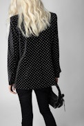 Visko Velvet Jacket - Women’s black velvet jacket with crystal embellishment
