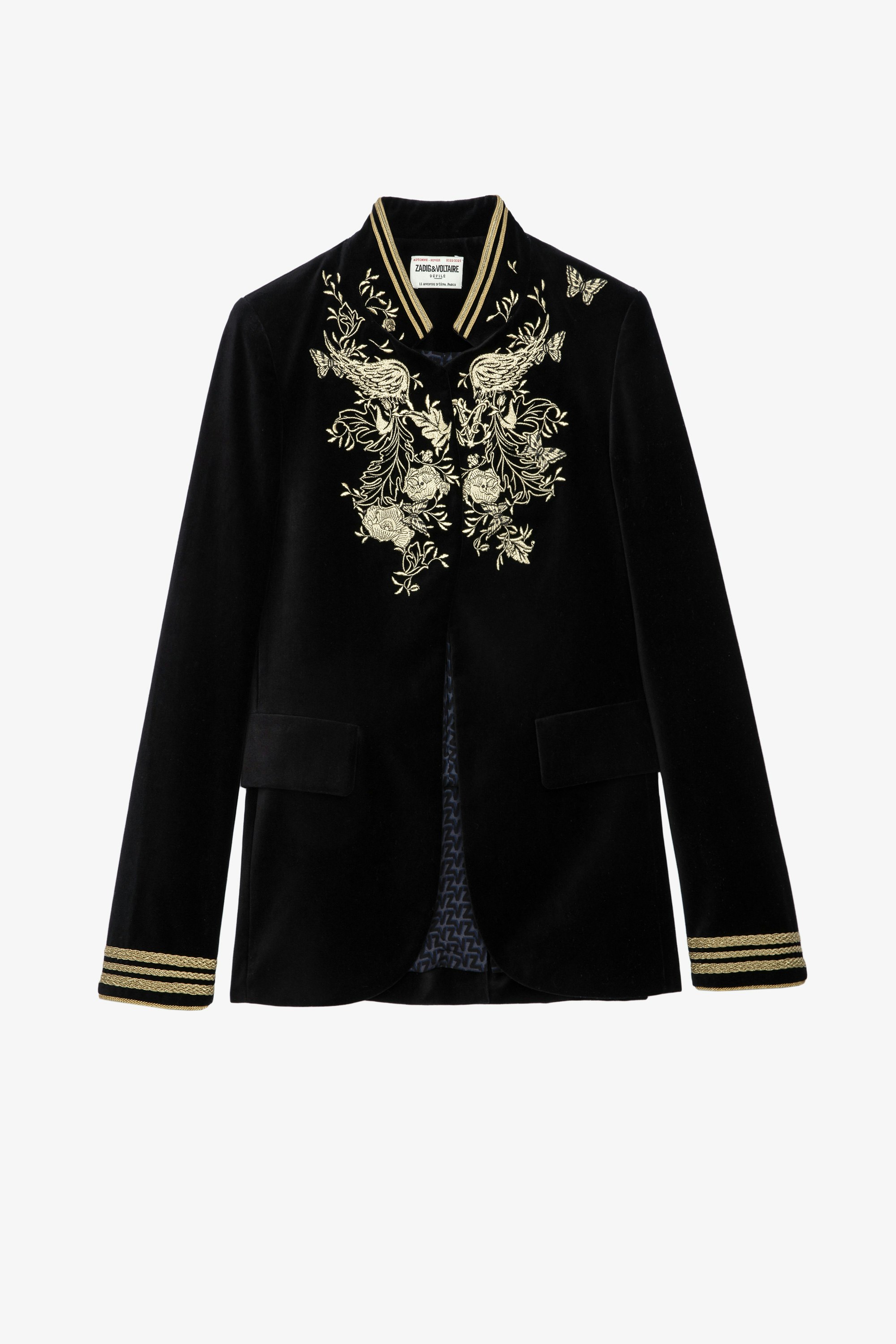 Very Velvet ジャケット Women’s Very jacket in black velvet with gold embroidery 