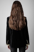 Veste Very velours - Veste Very en velours noir orné de broderies dorées femme