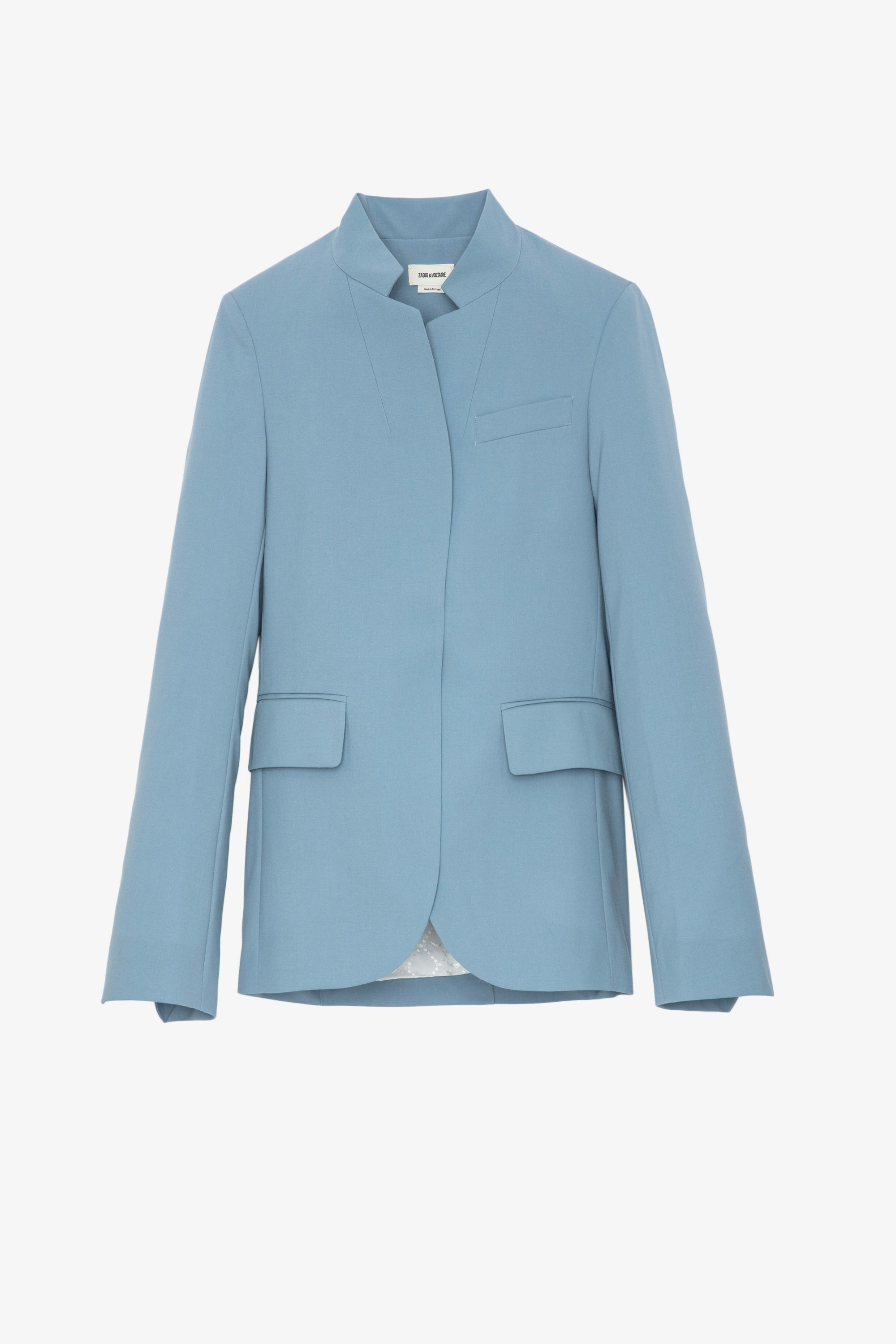 Very Crepe Blazer - Women's light blue crepe blazer.