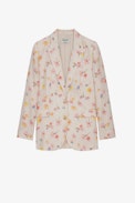 Vegy Linen Blazer - Women's linen suit jacket in off-white floral print
