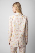 Vegy Linen Blazer - Women's linen suit jacket in off-white floral print