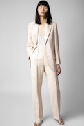 Blazer Violet - Giacca da tailleur in lino cipria - Donna