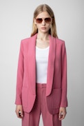 Verdun Blazer - Women's antique pink crepe tailored jacket