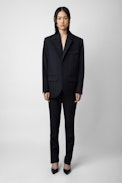 Vivi Blazer - Women’s oversized black wool blazer with shoulder pads