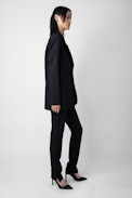 Vivi Blazer - Women’s oversized black wool blazer with shoulder pads