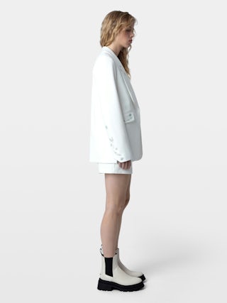 Date Blazer - Blazer jacket with round collar and rhinestone wings.