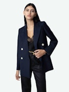 View Blazer - Women's navy blue double-breasted blazer.