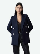 View Blazer - Women's navy blue double-breasted blazer.