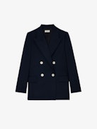 View Blazer - Women's navy blue double-breasted blazer.