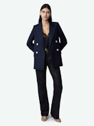 View Blazer - Women's navy blue double-breasted blazer.