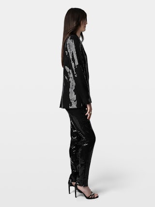 Blazer Vive - Sequin blazer with button fastening and flap pockets.