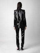 Vive Sequin Blazer - Women’s black tailored blazer with sequins, button fastening and pockets.