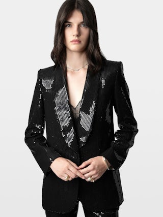 Blazer Vive - Sequin blazer with button fastening and flap pockets.