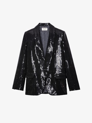 Blazer Vive - Veste de tailleur blazer à sequins, fermeture boutonnée et poches.