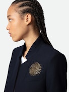 Very Multi Strass Blazer - Women's navy blazer with rhinestone details.