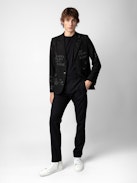 Vanilla Diamanté Blazer - Unisex’s black blazer with diamanté manifesto.