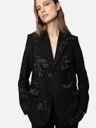 Vanilla Diamanté Blazer - Unisex’s black blazer with diamanté manifesto.