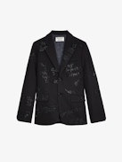 Vanilla Diamanté Blazer - Unisex’s black blazer with diamanté manifesto.