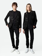 Vanilla Diamanté Blazer - Unisex’s black blazer with diamanté manifesto.