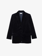 Viva Velvet Blazer - Structured women’s blue velvet blazer with fastening buttons and pockets.