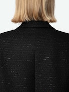 Blazer Vicka - Americana negra de tweed con bolsillos, cierre y manga abotonada.