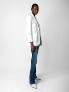 Viva Diamanté Blazer - Women's white blazer with customized diamanté details designed by Humberto Cruz.