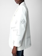 Viva Diamanté Blazer - Women's white blazer with customized diamanté details designed by Humberto Cruz.