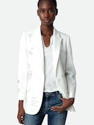 Viva Diamanté Blazer - Women's white blazer with customized diamanté details designed by Humberto Cruz.