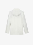 Visit Peace & Love Diamanté Blazer - White blazer with pointed collar, button closure and diamanté “Peace Love” wings motif on the back.