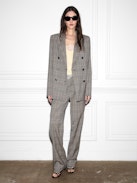 Vaena Blazer - Oversized checked grey wool blazer with tailored collar, button closure and shoulder pads.