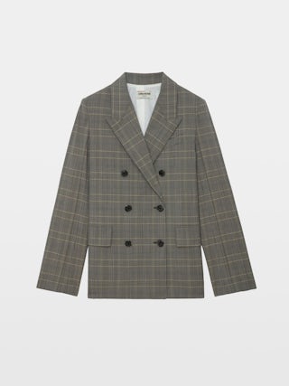 Blazer Vaena - Oversized checked wool blazer with peak lapel, button fastening and shoulder pads.