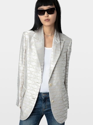 Vicka Blazer - Tailored blazer with lapel collar, button fastening and wing jacquard.