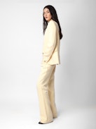 Blazer Very  - Giacca da tailleur in lino fantasia giallo chiaro, collo alto e tasche.