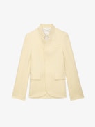 Blazer Very  - Giacca da tailleur in lino fantasia giallo chiaro, collo alto e tasche.