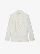Vow Blazer - White tailored blazer with tailored collar, button closure and pockets with wings motif.