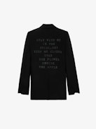 Valse Diamante Blazer - Long-sleeved black blazer with pockets and ‘Stay With Me’ poem embellished with diamante on the back.