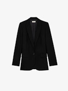 Valse Diamante Blazer - Long-sleeved black blazer with pockets and ‘Stay With Me’ poem embellished with diamante on the back.