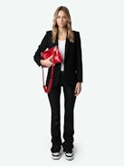 Valse Diamante Blazer - Long-sleeved black blazer with pockets and ‘Stay With Me’ poem embellished with diamante on the back.