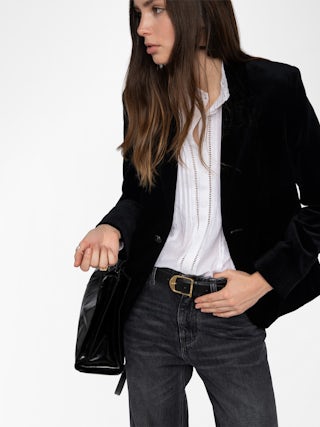 Vavy Velvet Blazer - Structured blazer in smooth velvet with button fastening.