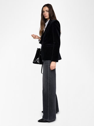 Vavy Velvet Blazer - Structured blazer in smooth velvet with button fastening.