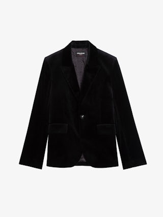 Vavy Velvet Blazer - Structured blazer in smooth velvet with button fastening.