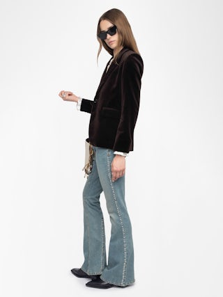 Vavy Velvet Blazer - Structured velvet blazer with button fastening.