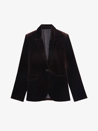 Vavy Velvet Blazer - Structured velvet blazer with button fastening.