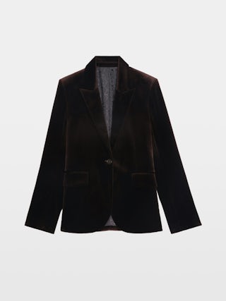 Vavy Velvet Blazer - Structured velvet blazer with button fastening.