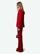 Vavy Velvet Blazer - Red velvet blazer with suit collar.