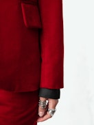 Vavy Velvet Blazer - Red velvet blazer with suit collar.